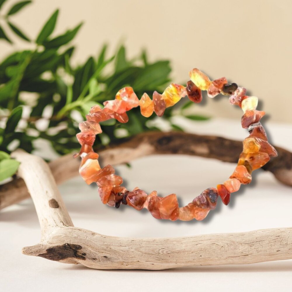 Natural Stone Healing Pure Red Agate Beads Stretch Bracelet Fine Jewelry